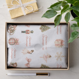 Pink Watercolor Nutcracker Ballet Pattern Tissue Paper