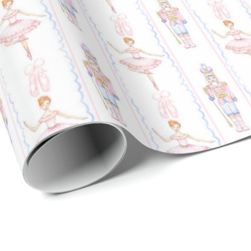 Pink Watercolor Nutcracker Christmas Wrapping Pape Wrapping Paper