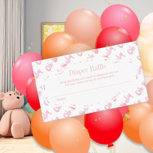 Pink Watercolor Oh Baby Diaper Raffle Enclosure Card