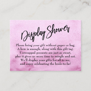Pink Watercolor Ombre Display Bridal Shower Enclosure Card