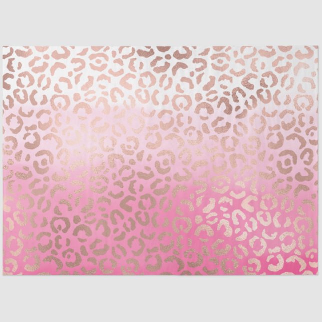 Pink Watercolor Ombre Leopard Print Tissue Paper (Front)