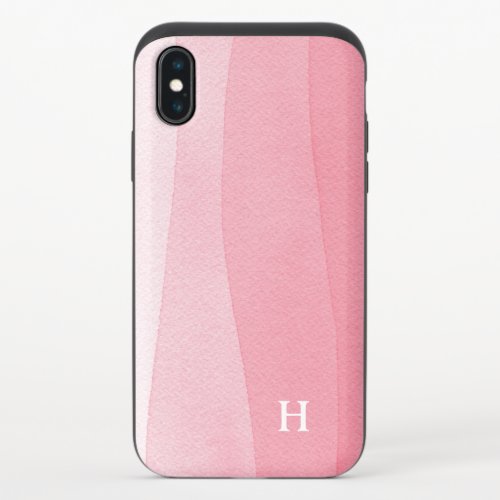 Pink Watercolor Ombre Monogram iPhone X Slider Case