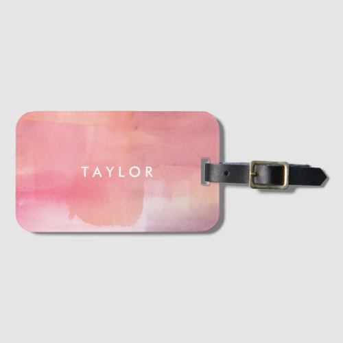 Pink Watercolor Ombre Name Luggage Tag