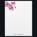 Pink Watercolor Orchid Letterhead<br><div class="desc">A pretty letterhead design perfect for business or personal use. Design features a watercolor branch of pink orchids. Personalize with your name and any other details. Click 'customize" to change text placement or leave the name section blank to print over with your own documents at home or in the office....</div>