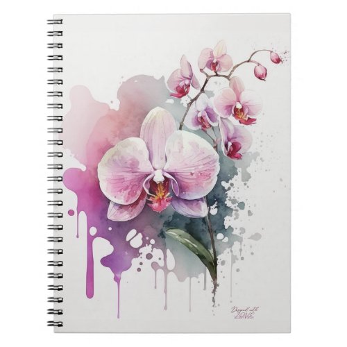 Pink Watercolor Orchid Notebook