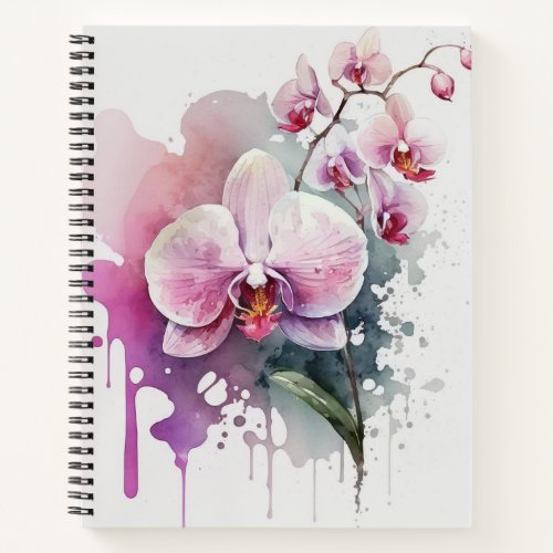 Pink Watercolor Orchid Notebook