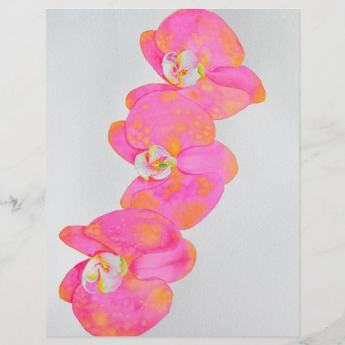 Pink watercolor Orchid painting