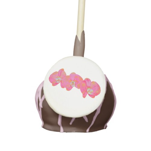 Pink watercolor Orchid painting Cake Pops