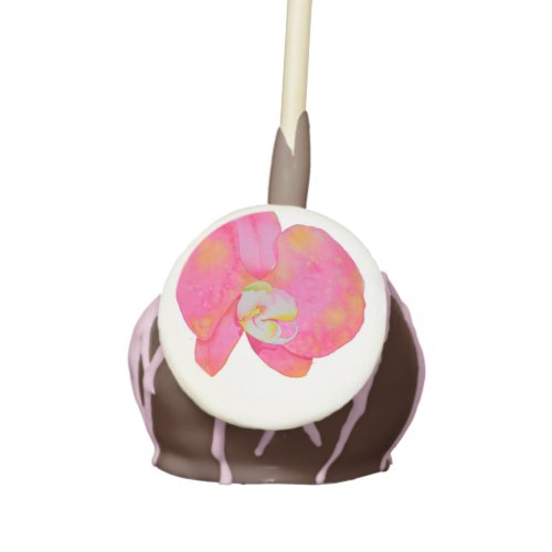 Pink watercolor Orchid painting Cake Pops