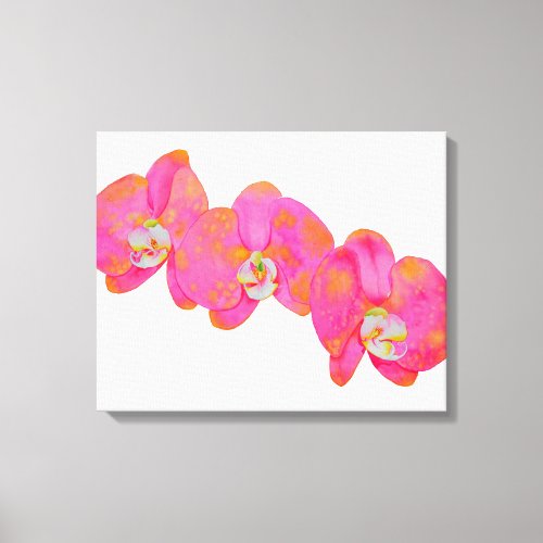 Pink watercolor Orchid painting Canvas Print