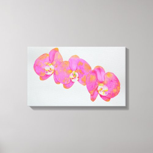 Pink watercolor Orchid painting Canvas Print
