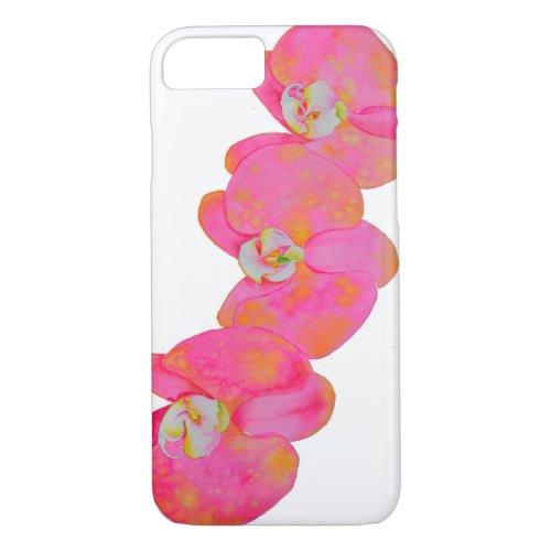 Pink watercolor Orchid painting iPhone 87 Case