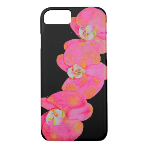 Pink watercolor Orchid painting iPhone 87 Case