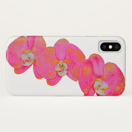 Pink watercolor Orchid painting iPhone XS Case