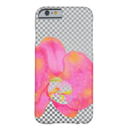 Pink watercolor Orchid painting checker pattern Barely There iPhone 6 Case