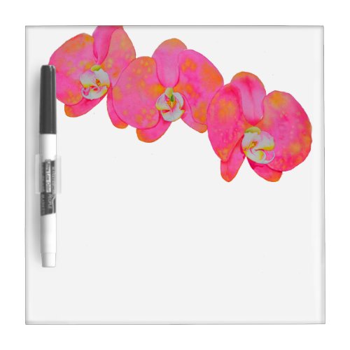 Pink watercolor Orchid painting Dry Erase Board