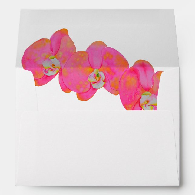 Pink watercolor Orchid painting Envelope (Back (Bottom))