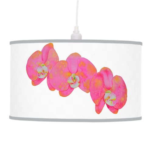 Pink watercolor Orchid painting Hanging Lamp