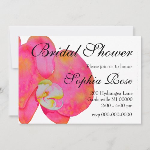 Pink watercolor Orchid painting Invitation