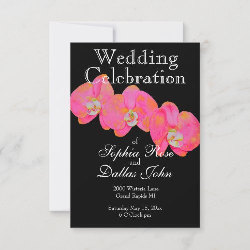 Pink watercolor Orchid painting Invitation