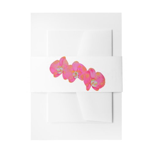 Pink watercolor Orchid painting Invitation Belly Band