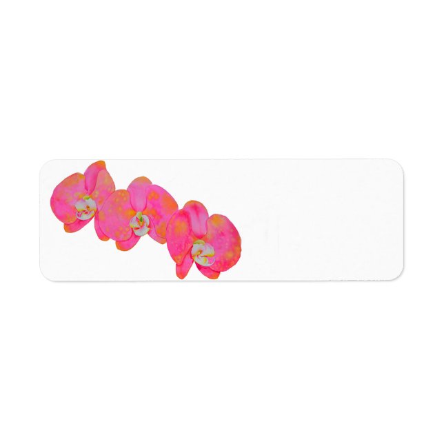 Pink watercolor Orchid painting Label (Front)