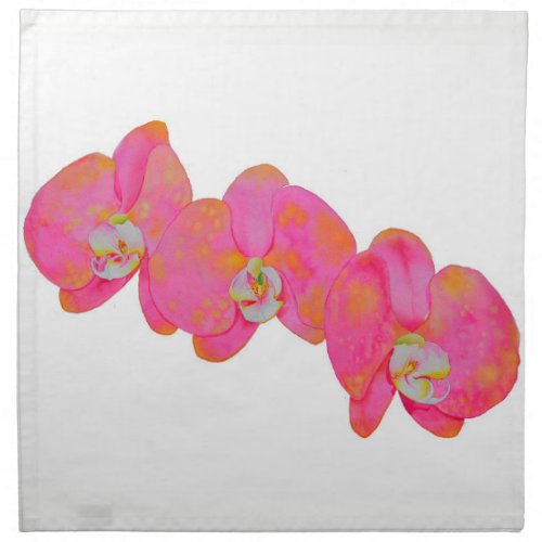 Pink watercolor Orchid painting Napkin