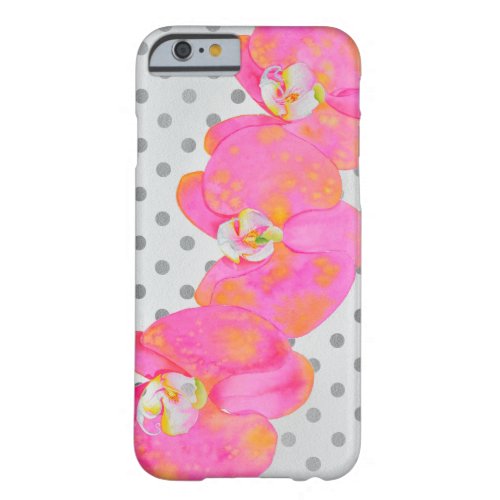 Pink watercolor Orchid painting polka dots Barely There iPhone 6 Case