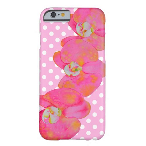 Pink watercolor Orchid painting polka dots Barely There iPhone 6 Case