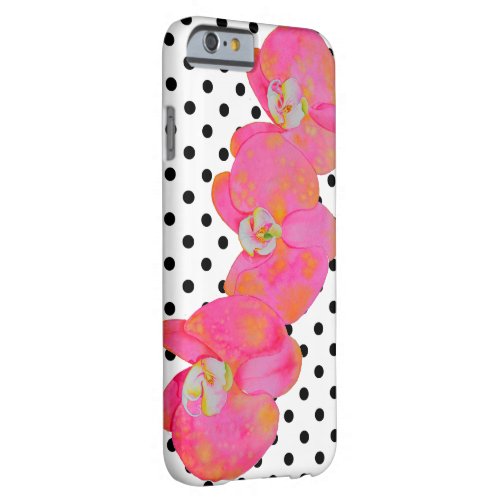 Pink watercolor Orchid painting polka dots Barely There iPhone 6 Case