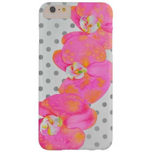 Pink watercolor Orchid painting polka dots Barely There iPhone 6 Plus Case