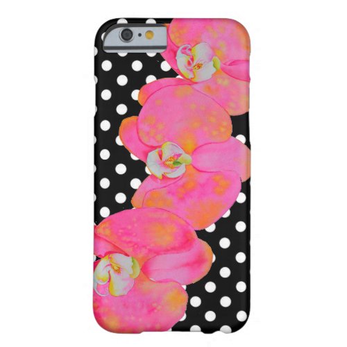 Pink watercolor Orchid painting polka dots Barely There iPhone 6 Case