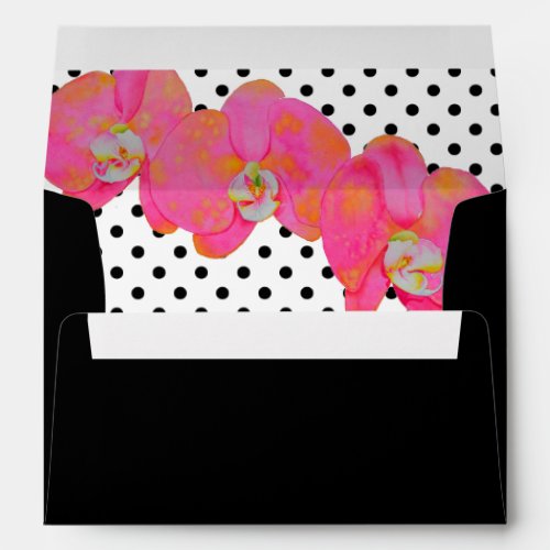 Pink watercolor Orchid painting polka dots Envelope