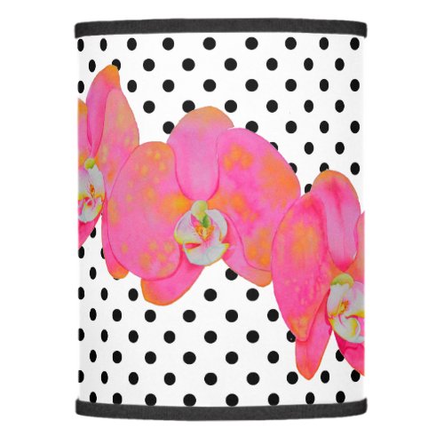 Pink watercolor Orchid painting polka dots Lamp Shade