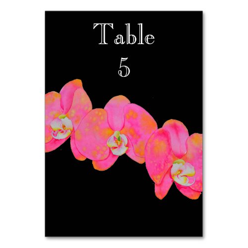 Pink watercolor Orchid painting Table Number