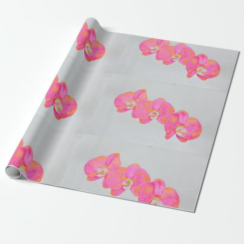 Pink watercolor Orchid painting Wrapping Paper