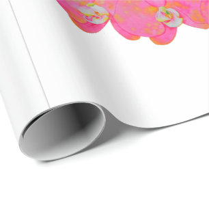 Pink watercolor Orchid painting Wrapping Paper