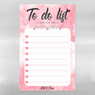 Pink Watercolor Organized to do list Magnetic Dry Erase Sheet