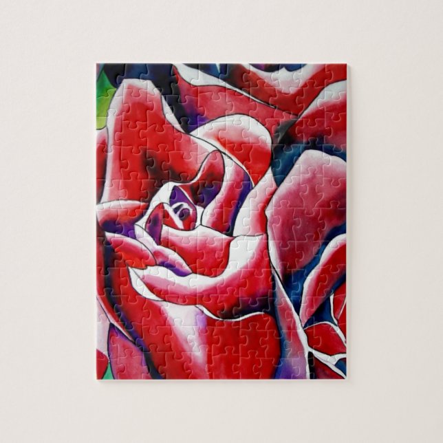 Pink watercolor original art roses jigsaw puzzle (Vertical)