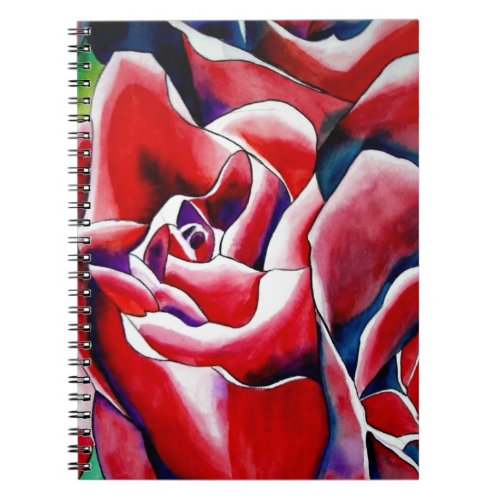 Pink watercolor original art roses notebook