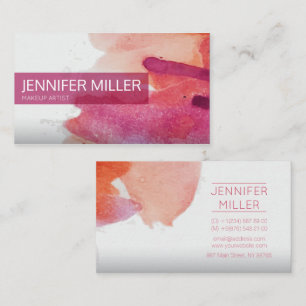 Pink Watercolor Paint Splatter Abstract Business Card