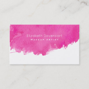 Pink Watercolor Paint Splatter Makeup Artist Business Card