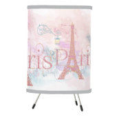 Pink Watercolor Paris Glitter Eiffel Tower Tripod Lamp (Right)