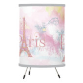 Pink Watercolor Paris Glitter Eiffel Tower Tripod Lamp (Left)