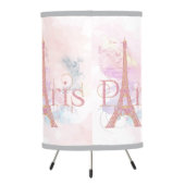 Pink Watercolor Paris Glitter Eiffel Tower Tripod Lamp (Back)