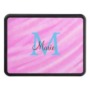 Pink watercolor pastel add title monogram letter hitch cover