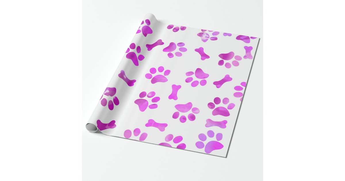 Dog Paw Print Pattern, Pink Wrapping Paper Sheets, Zazzle