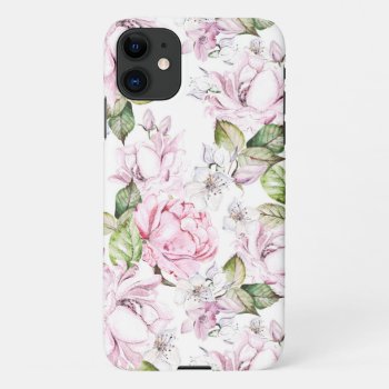 Pink Watercolor Peonies Iphone 11 Case by JLBIMAGES at Zazzle