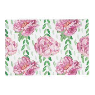 Pink Watercolor Peonies Placemat