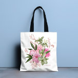 Pink Watercolor Peonies Rose Gold Butterfly Name Tote Bag<br><div class="desc">This stylish design features pretty watercolor pink peonies with rose gold foliage and butterflies. Personalized with your name by editing the text in the text box provided  #tote #bags #totebags #gifts #giftsforher #giftsforwomen #accessories #fashion #fashionable #style #trendy #personalizedgifts #personalized #floral #peonies</div>